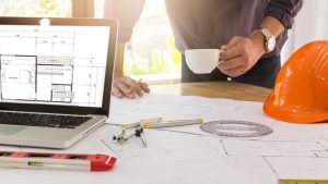 תוכנית אדריכלית במסך מחשב